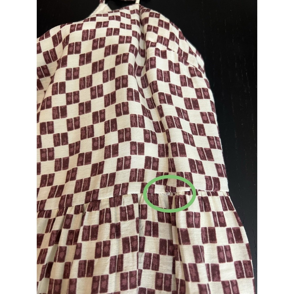 Abercrombie & Fitch Tiered Trapeze Midi Dress Size XS Checkered Pockets *FLAW* - Picture 8 of 14